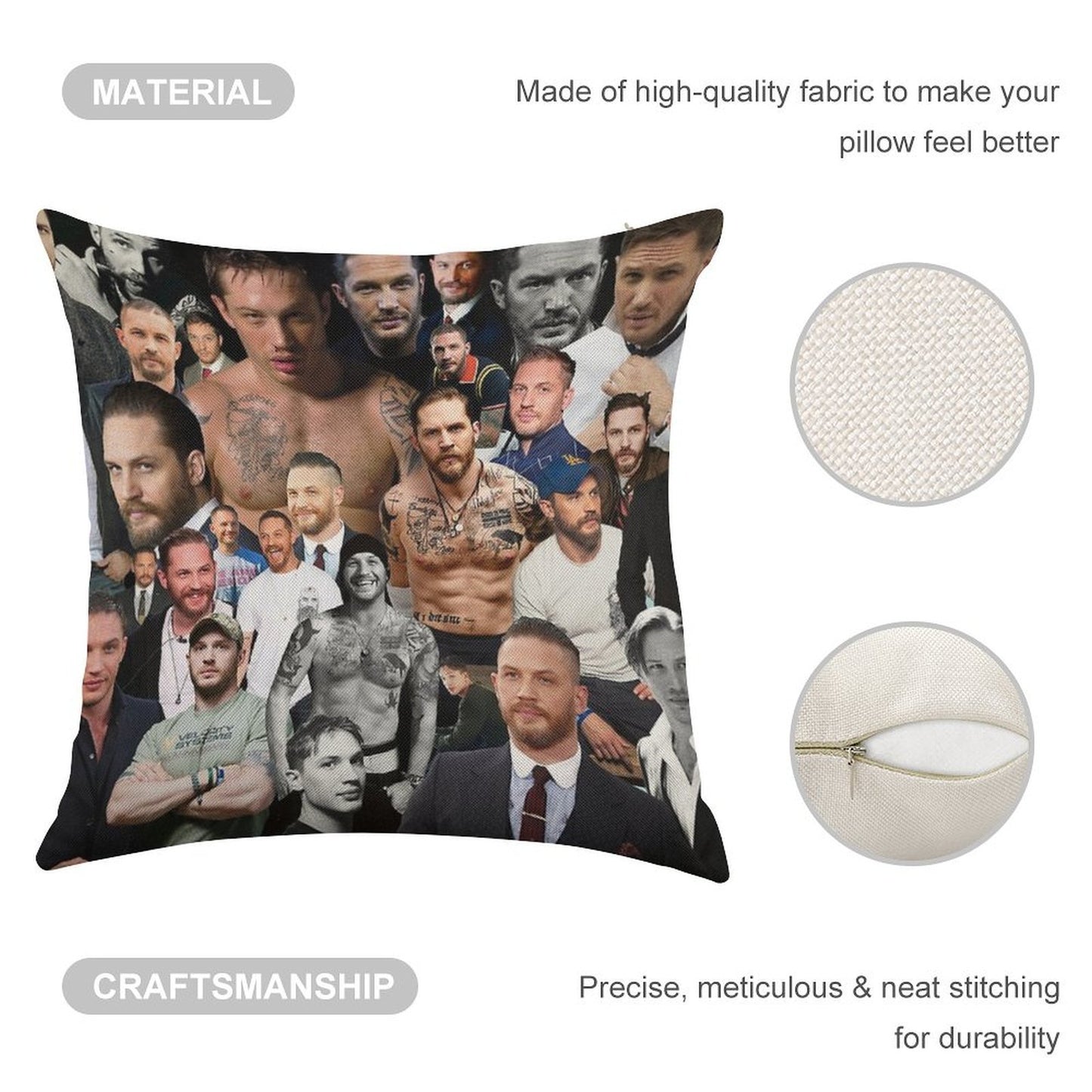 Tom Hardy Linen Throw Pillow Cover