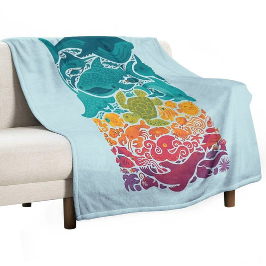 Aquatic Spectrum Light Blue Throw Blanket