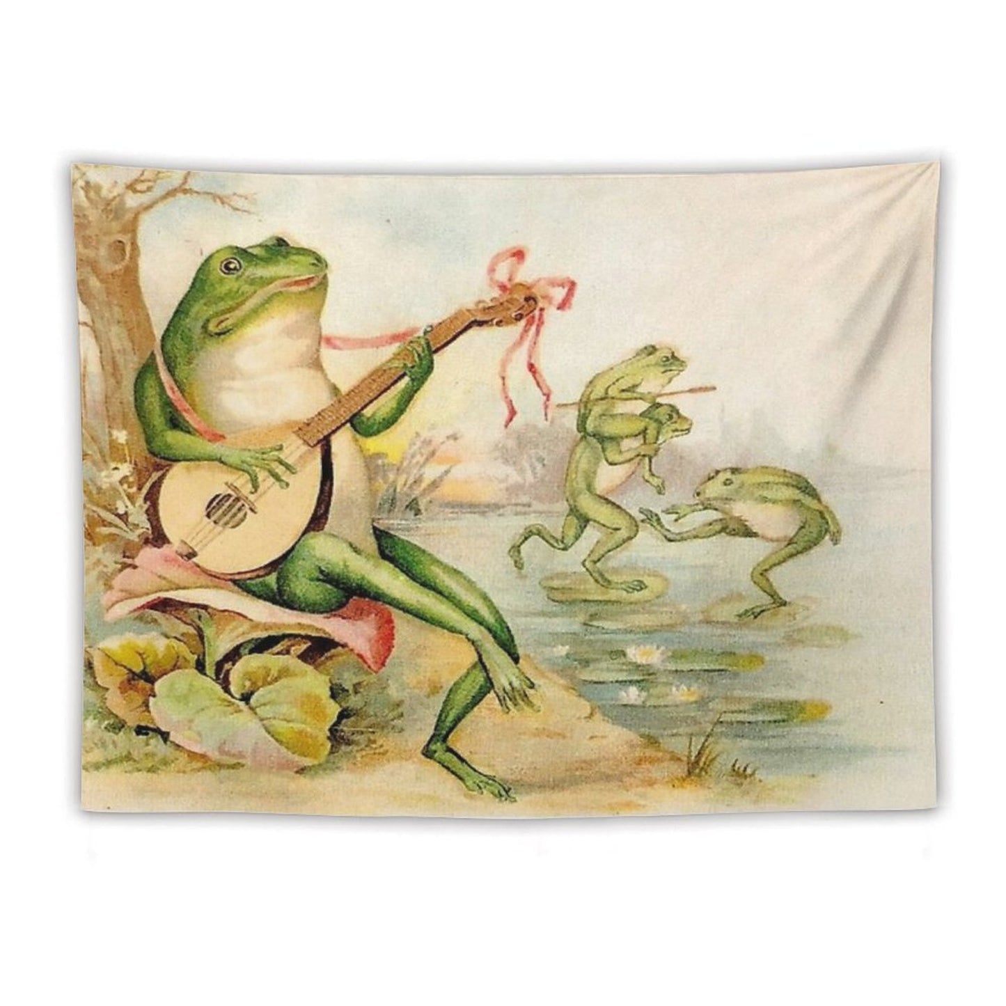 FROG STRUMMING Vintage Abstract Entertainment Print Tapestry