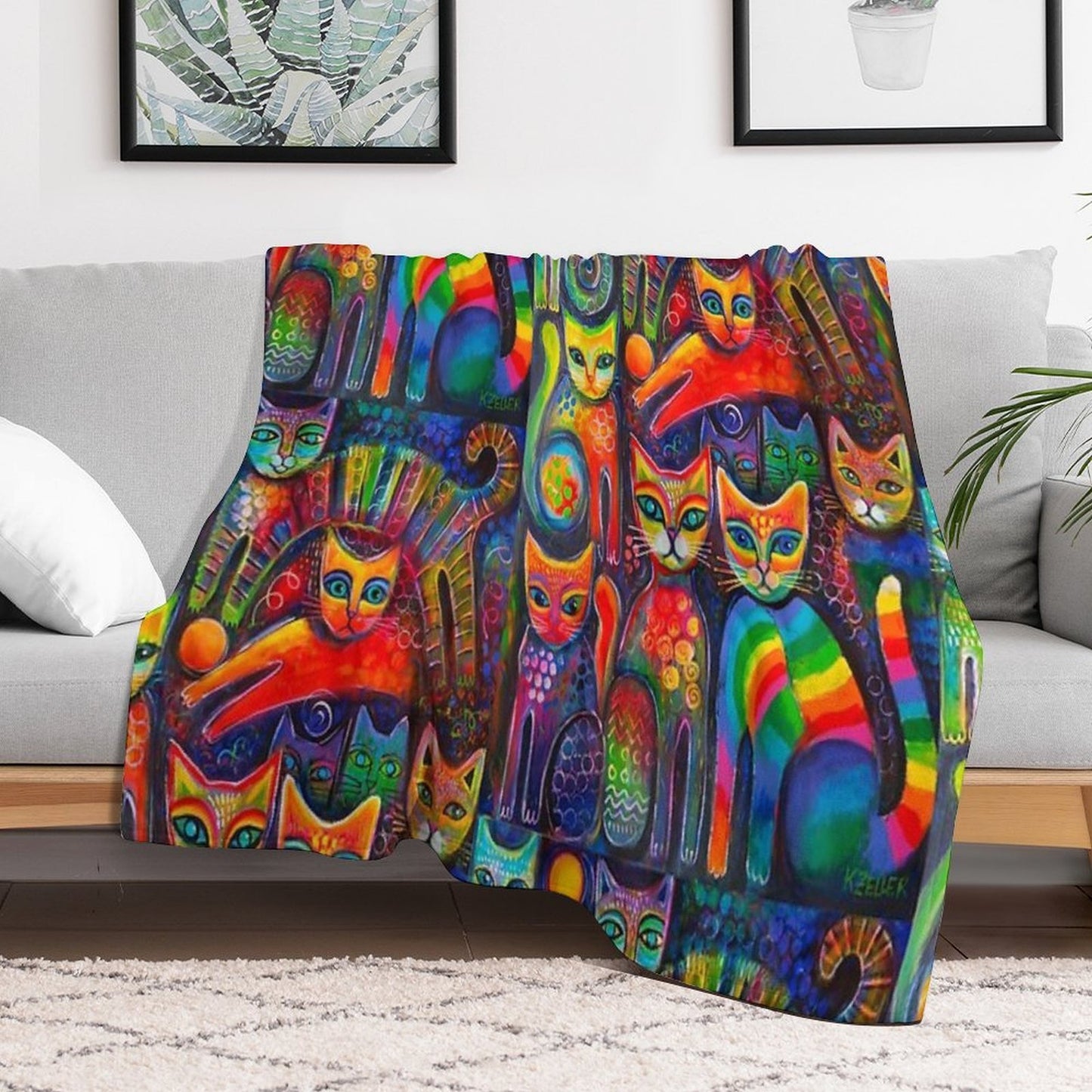 Rainbow Cats Acrylics Throw Blanket