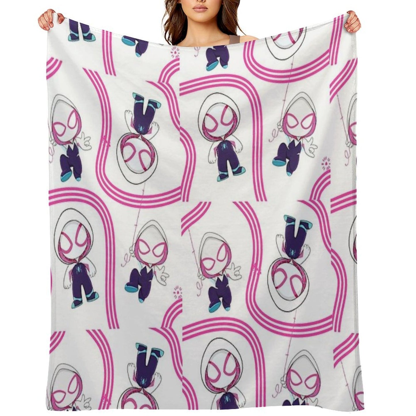 Cute Spider Ghost Gwen, Baby Spidey Girl, Grl Pwr, Cartoon Ghost Kids T-shirt Throw Blanket