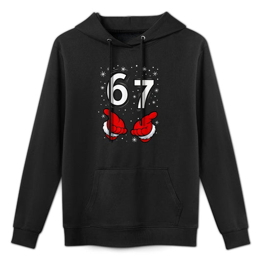 Funny Santa 6 7 Meme Six Seven Christmas 67 Italian Brainrot Kangaroo Pocket Hoodie
