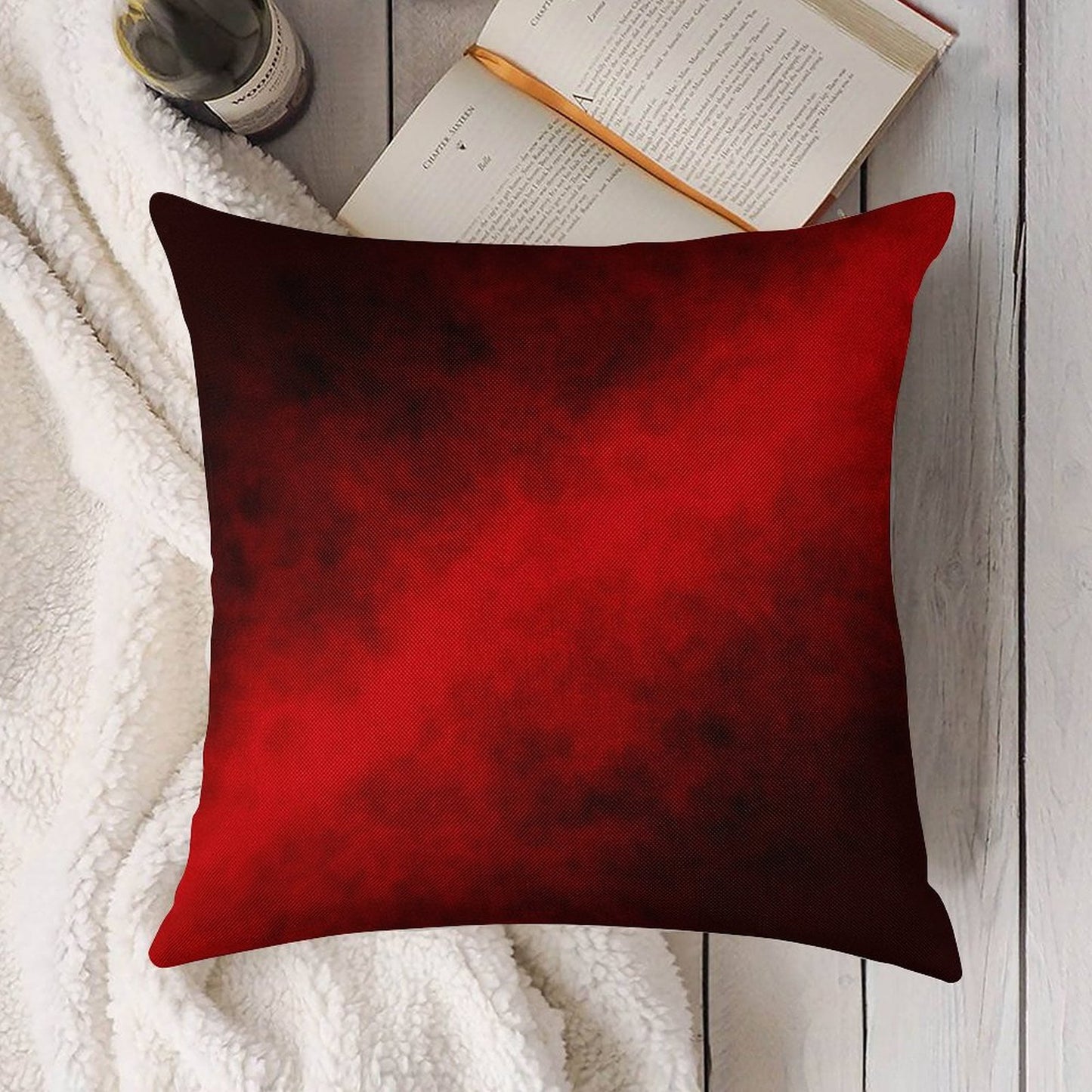 Red Smoke Linen Throw Pillow Cover