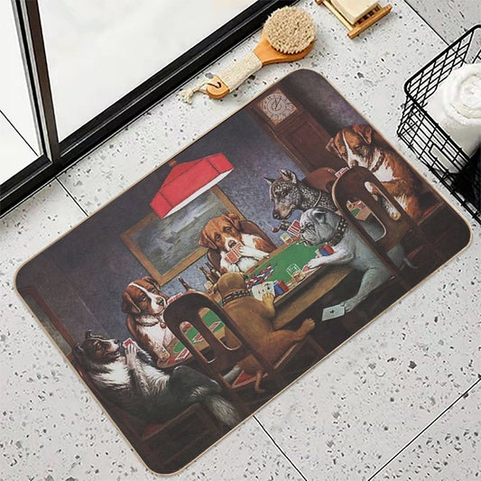 Dogs Playing Poker A Friend In Need (High Resolution), C.M. Coolidge Bath Mat