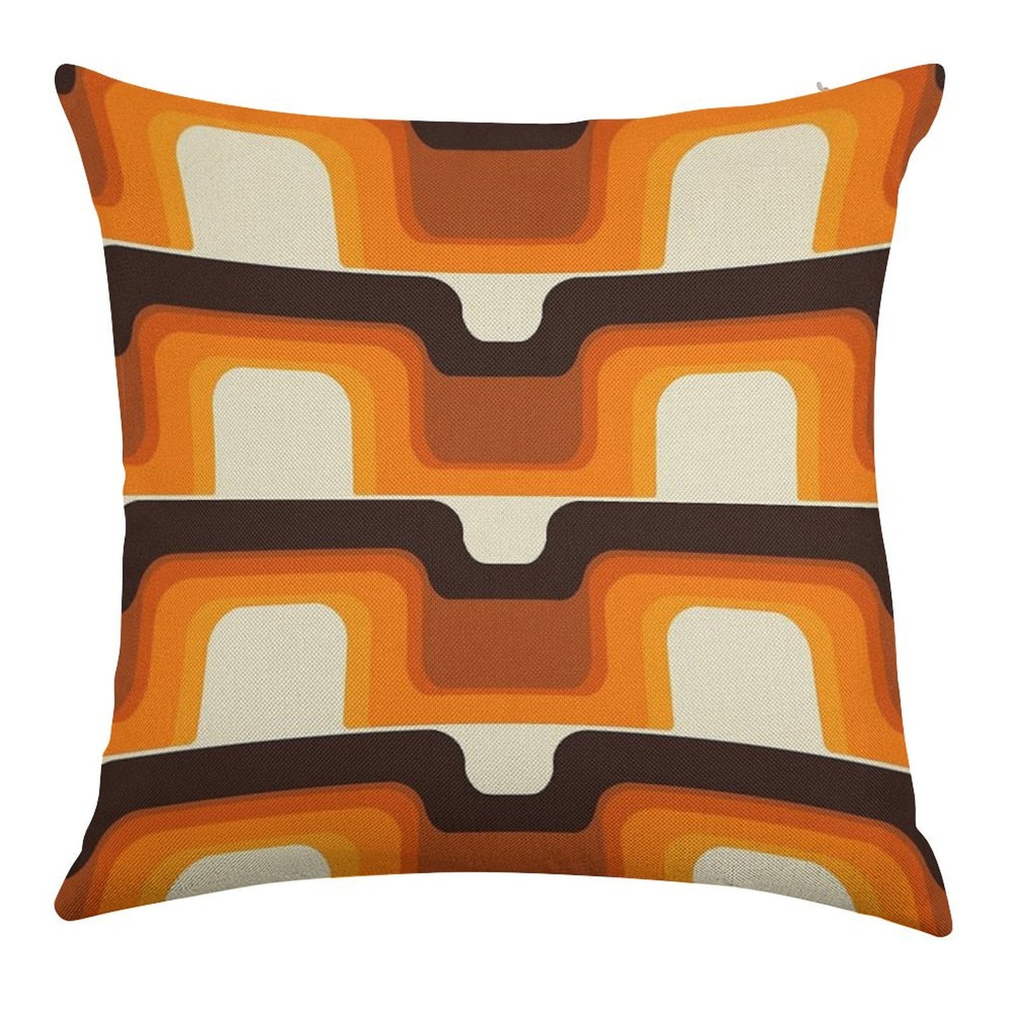 Mid-Century Modern Meets 1970s Orange Linen Throw Pillow Cover