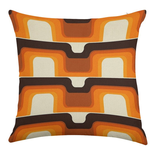 Mid-Century Modern Meets 1970s Orange Linen Throw Pillow Cover