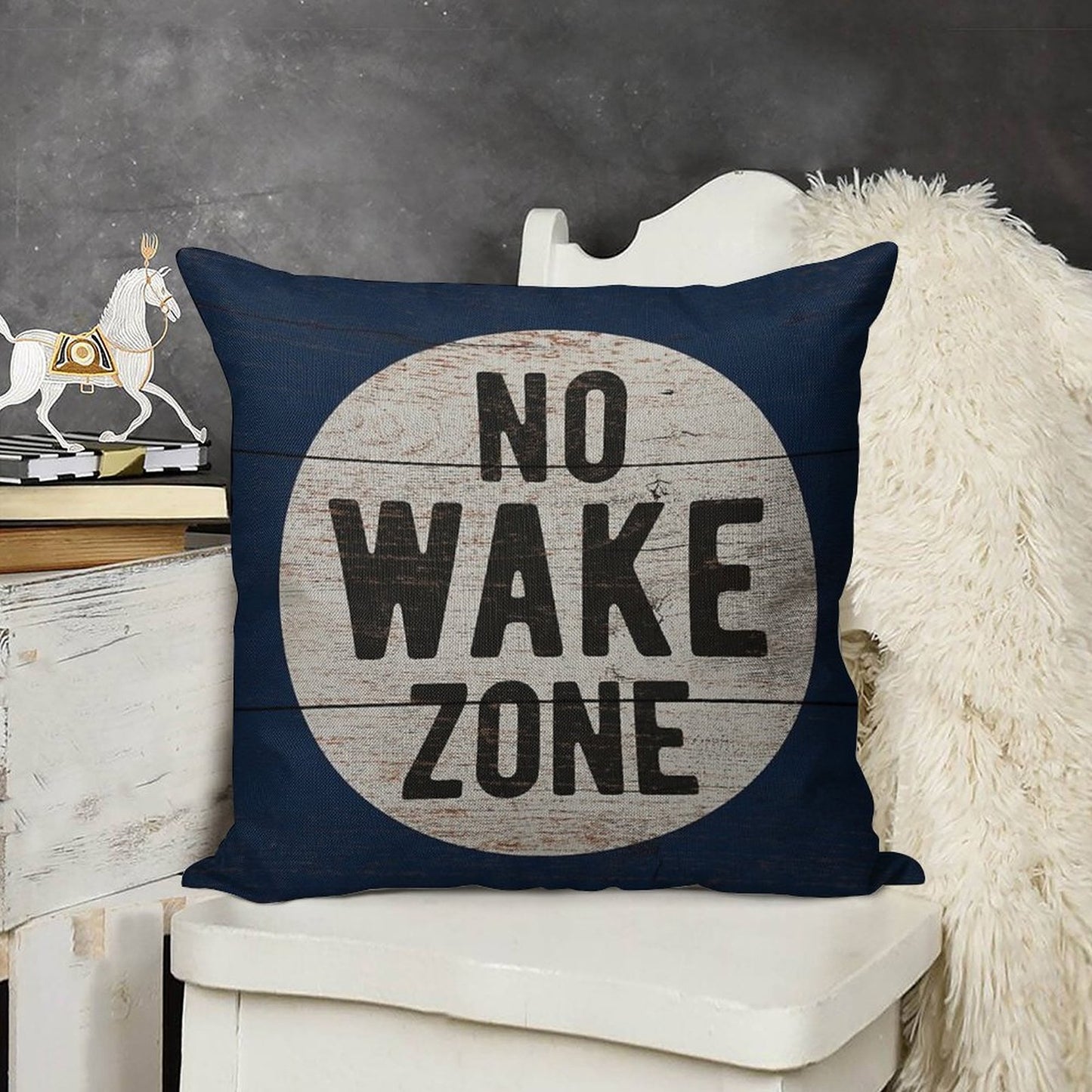 No Wake Zone, Lake Gift, Lake Sign, Lake House Décor, Wake Surf, Wakeboard, Water Ski, No Wake Area, Lake Sign Linen Throw Pillow Cover
