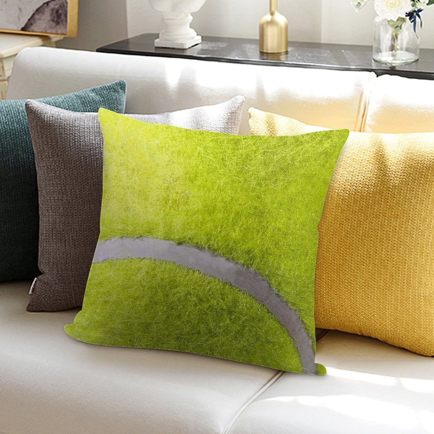 MAN CAVE THROW PILLOW SERIES  - TENNIS BALL Soft Ultra-Soft Texture Throw Pillow