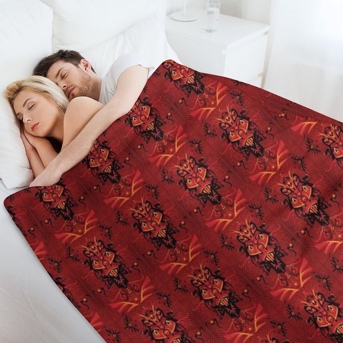 Red Samurai Shaman Throw Blanket