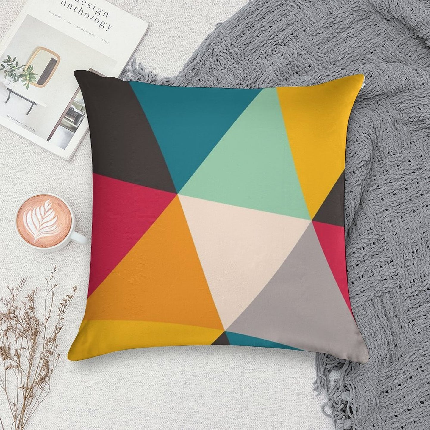 Colourful Geometric Triangles Soft Warmth Comfort Throw Pillow