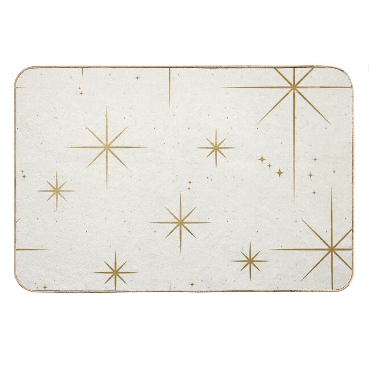 Gold Art Deco Stars Sparkle Pattern Astrology Astronomical Vintage Style White Background Bath Mat