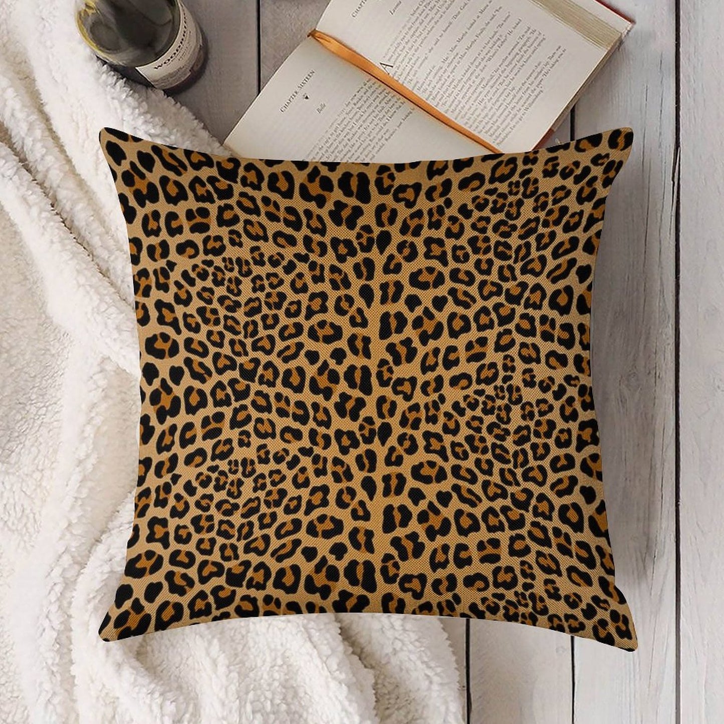 Trendy Leopard Print Aesthetic – Wild Animal Pattern Design Linen Throw Pillow Cover
