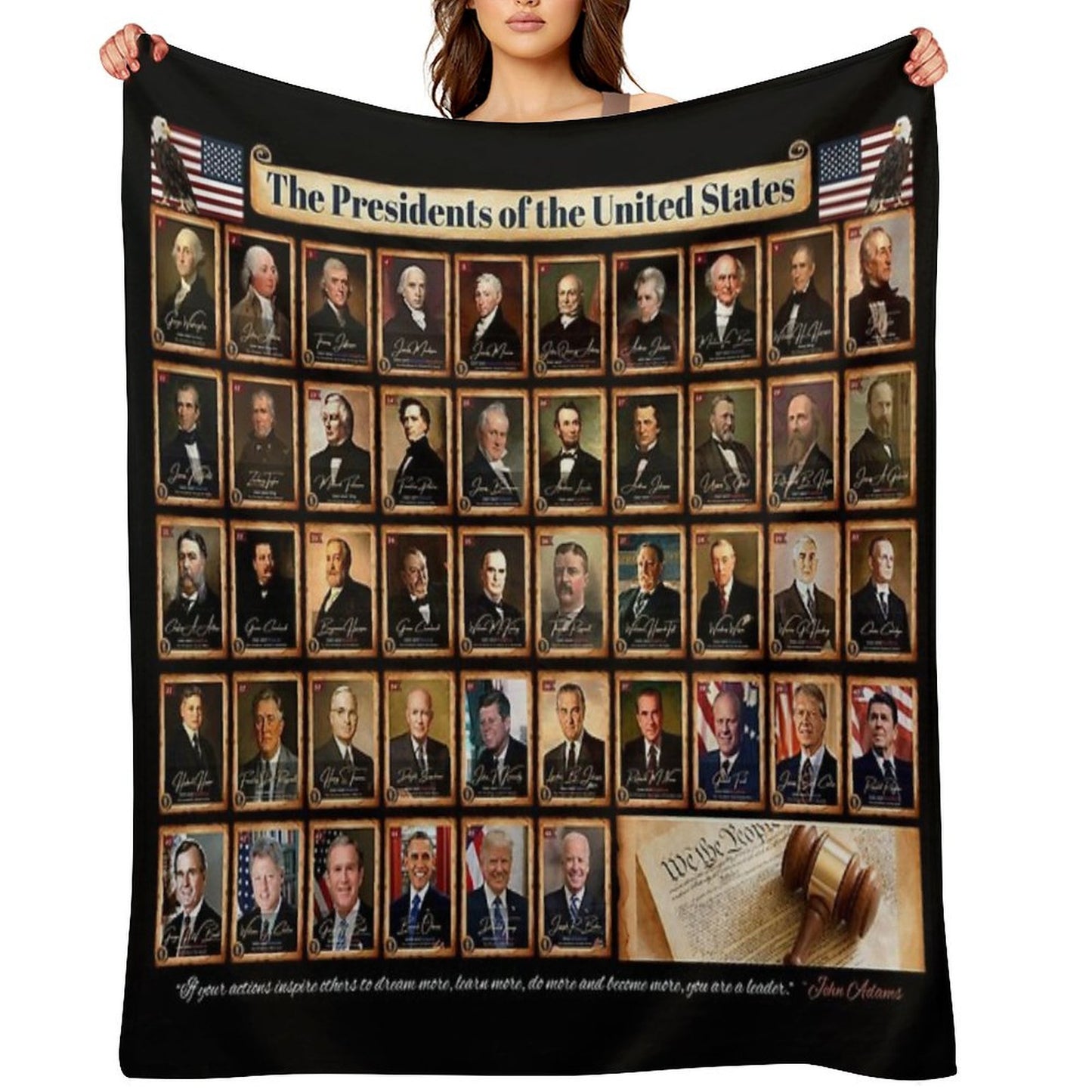 Presidents of The United States of America Horizontal in Full Color Throw Blanket