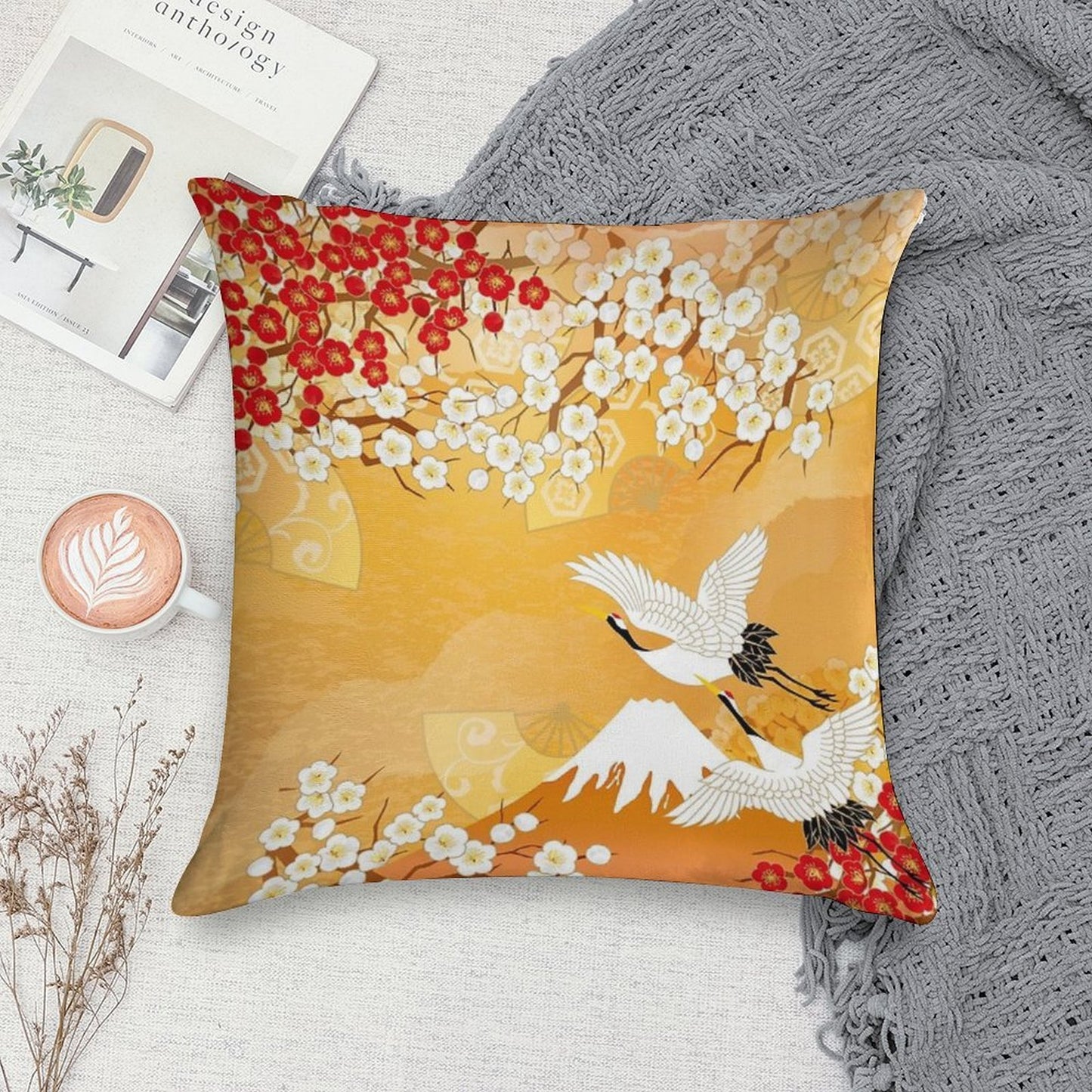 Beautiful Kimono of Japan Soft Anti-Pilling Throw Pillow