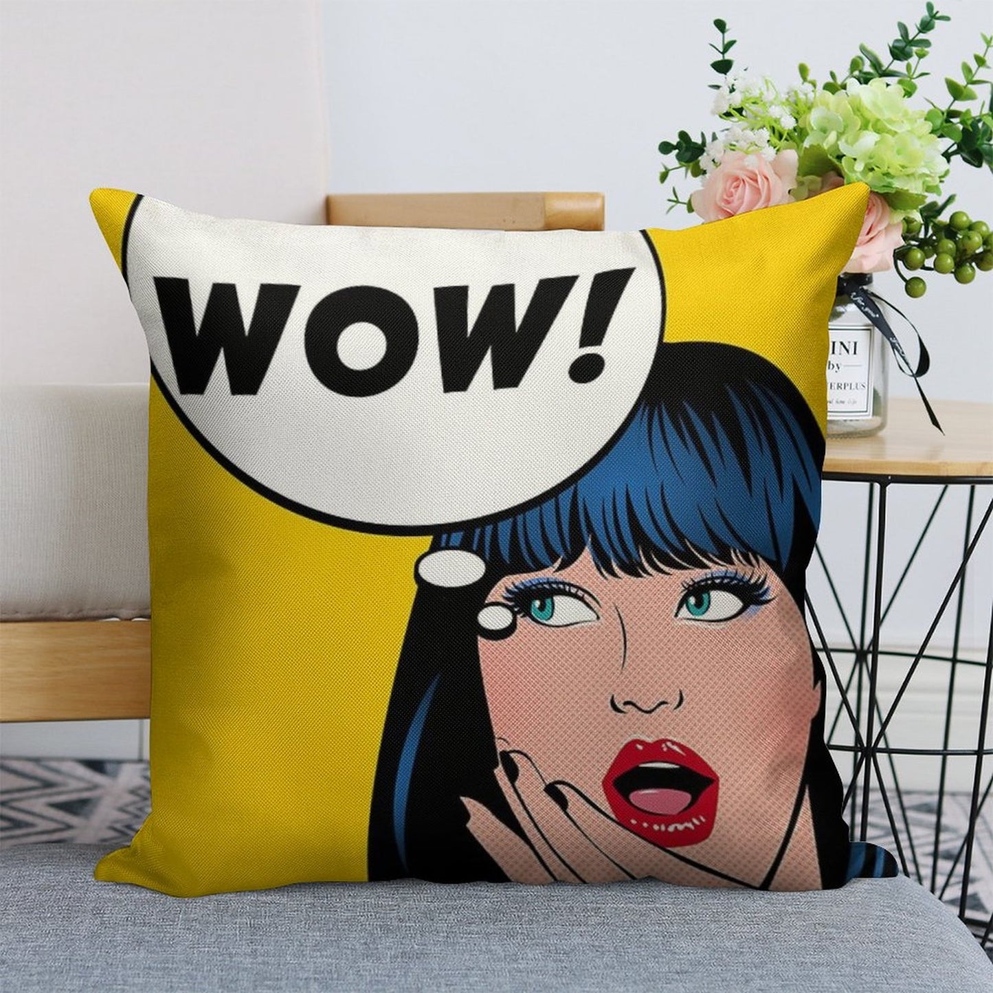 Pop Art - Wow Apron Backpack Etc Linen Throw Pillow Cover