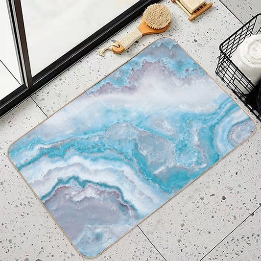 Luxury Mermaid Blue Faux Agate Marble Geode Gem Bath Mat