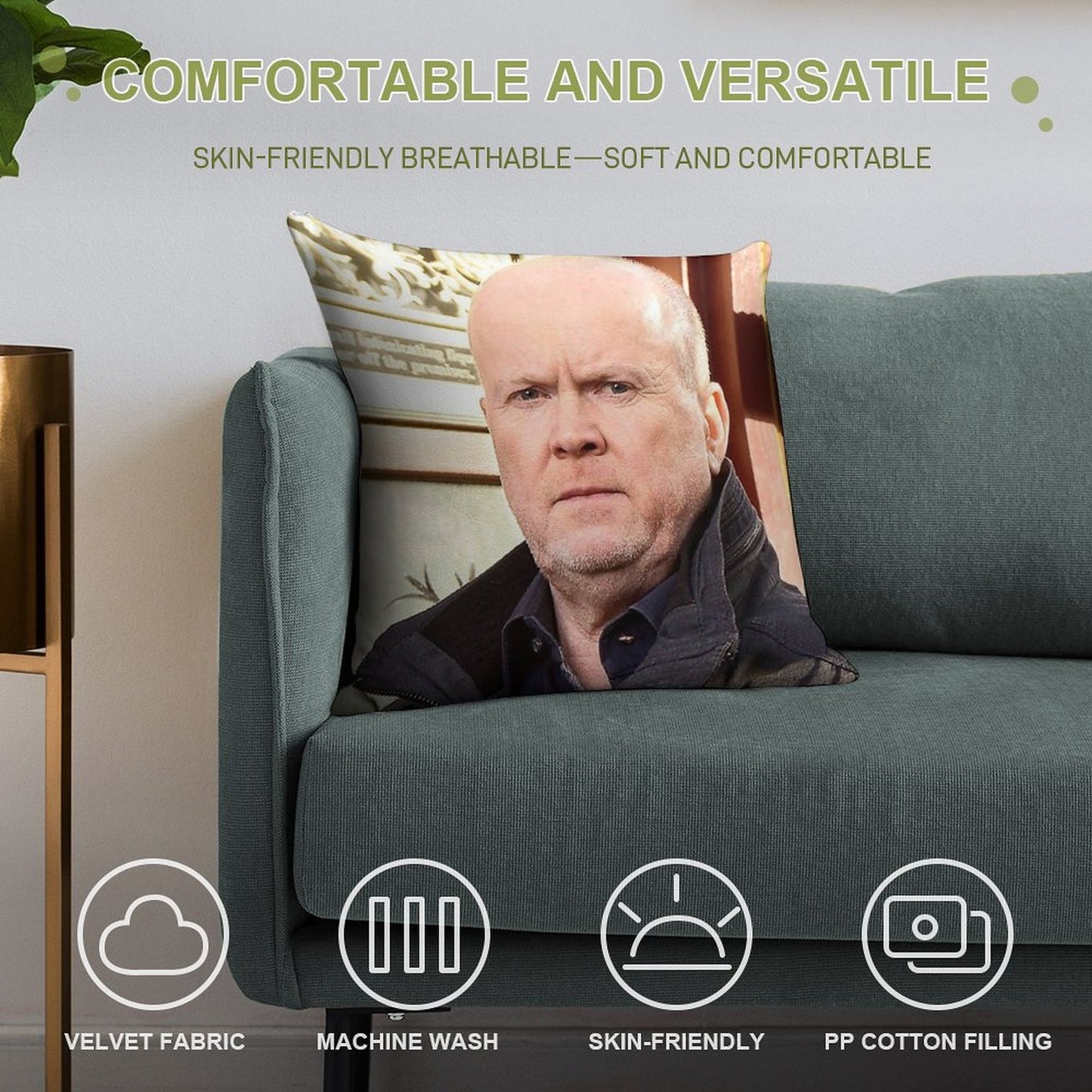 Phil Mitchell Eastenders And British TV Icon (Steve McFadden) Soft Gift Ready Throw Pillow