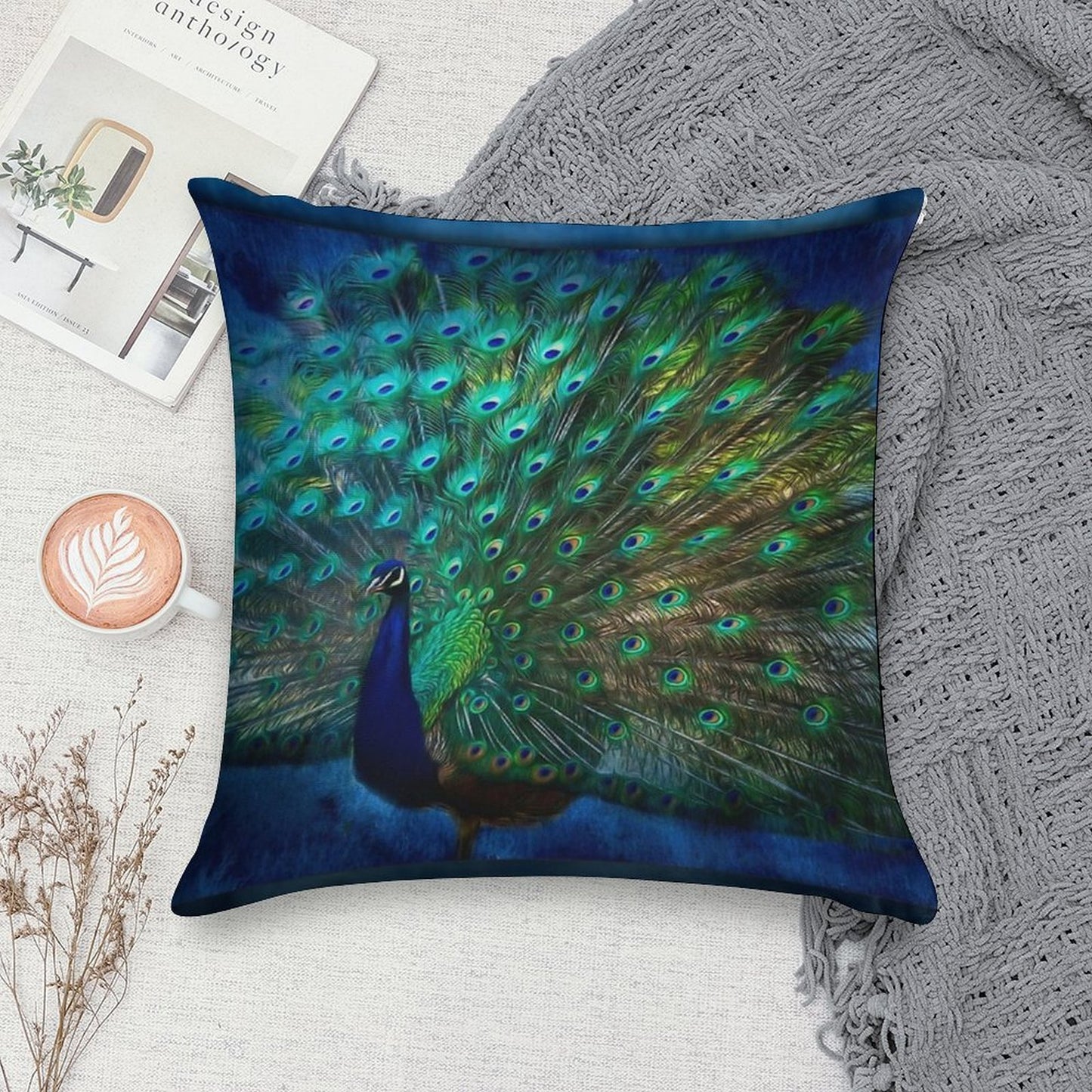 Being Yourself - Peacock Art Soft Hidden Zipper Throw Pillow