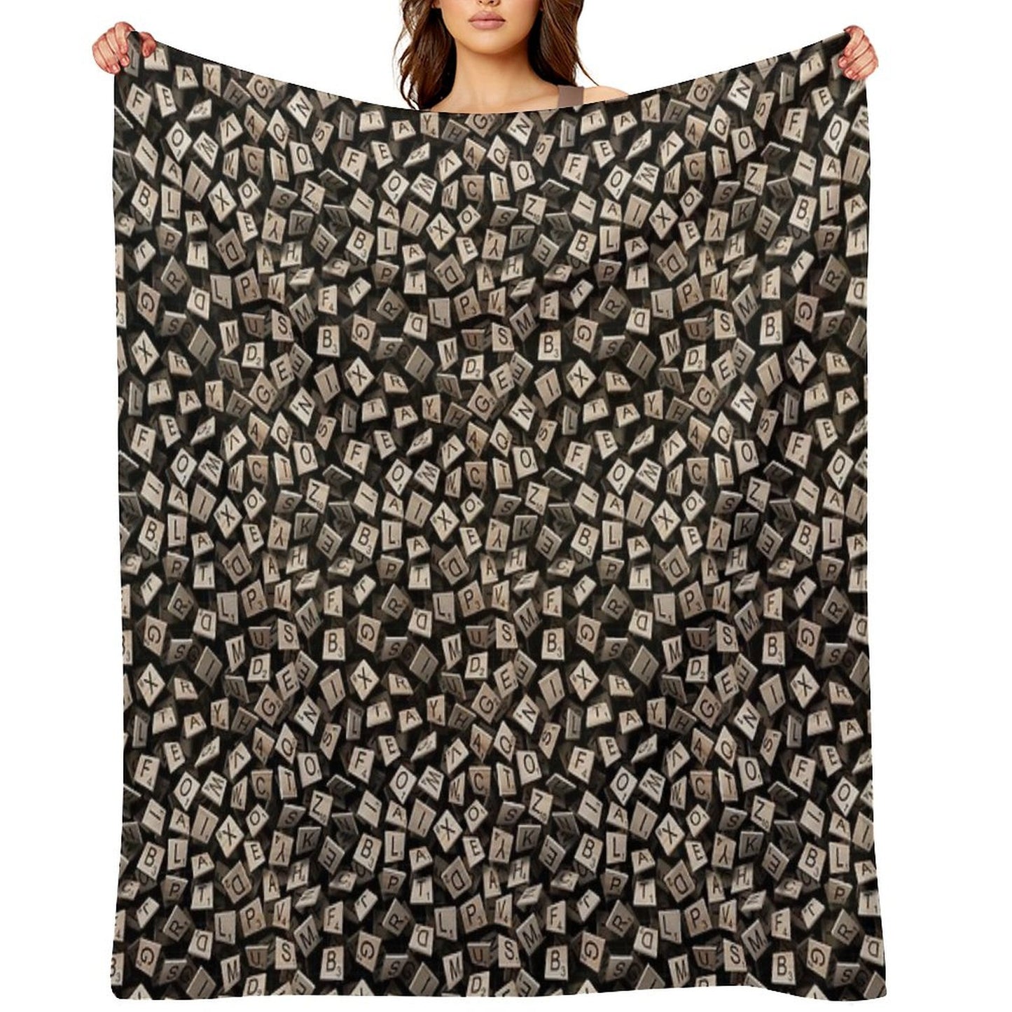 Scrabble Tile Madness Pattern Throw Blanket