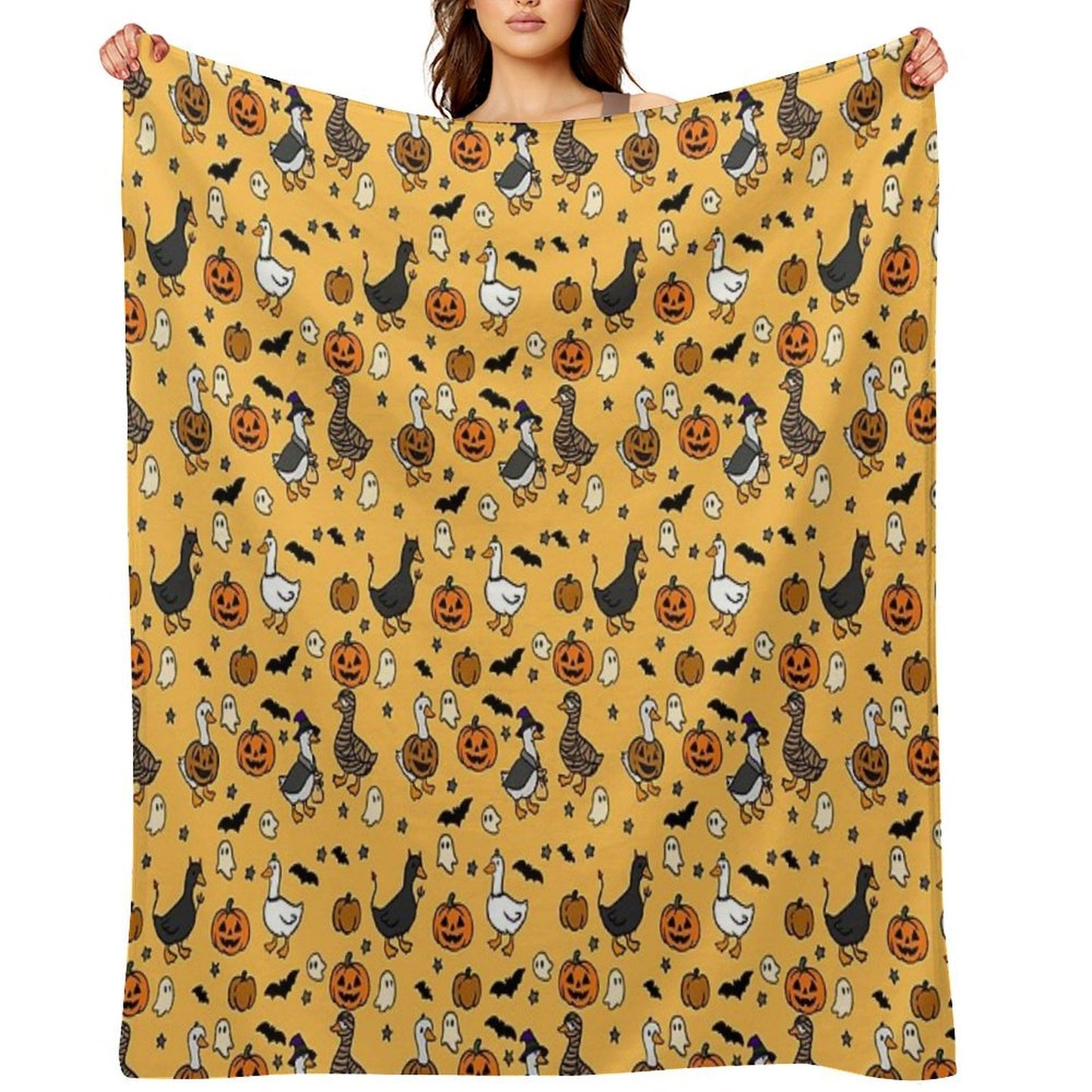 Silly Halloween Geese Throw Blanket