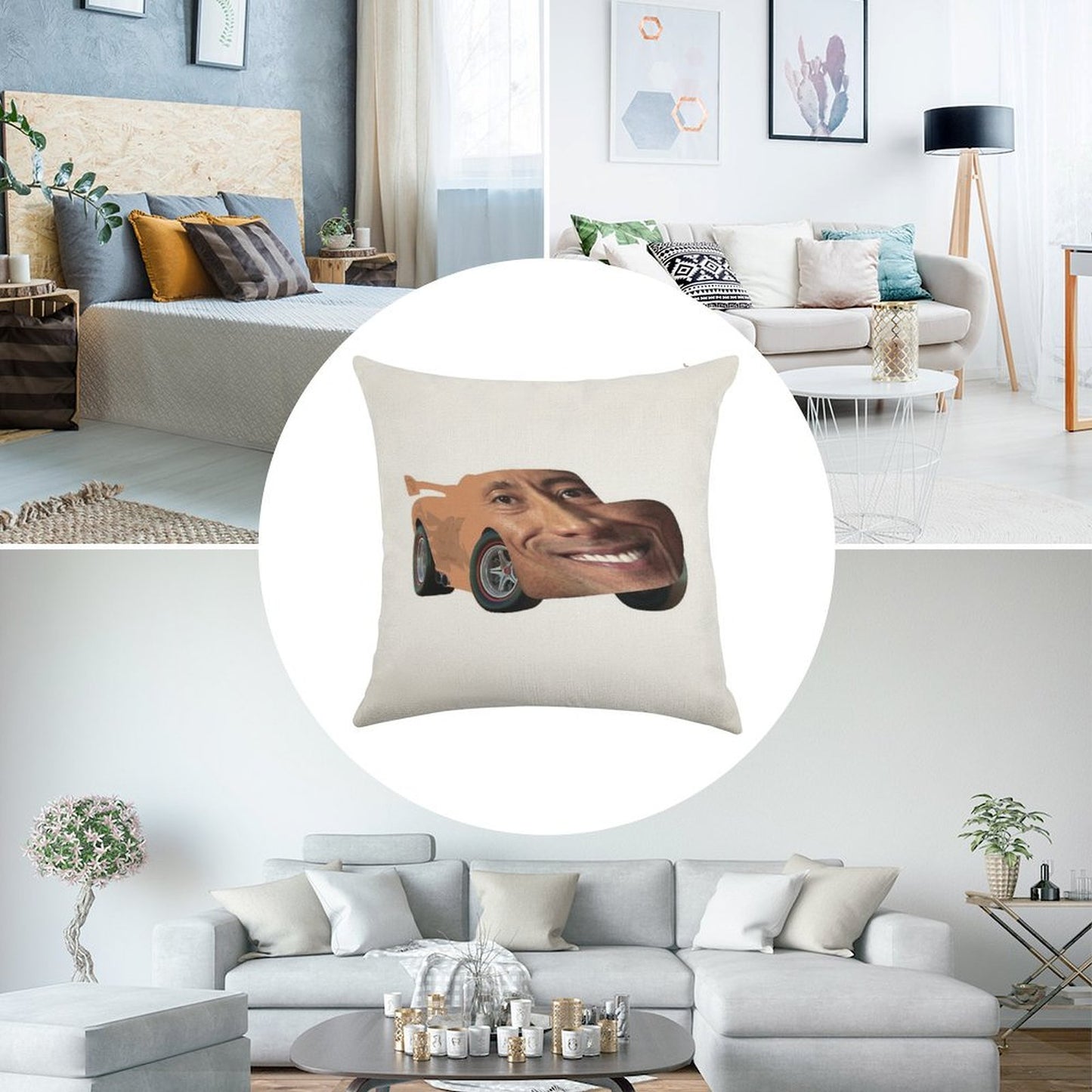 Lightning The Rock McQueen Linen Throw Pillow Cover