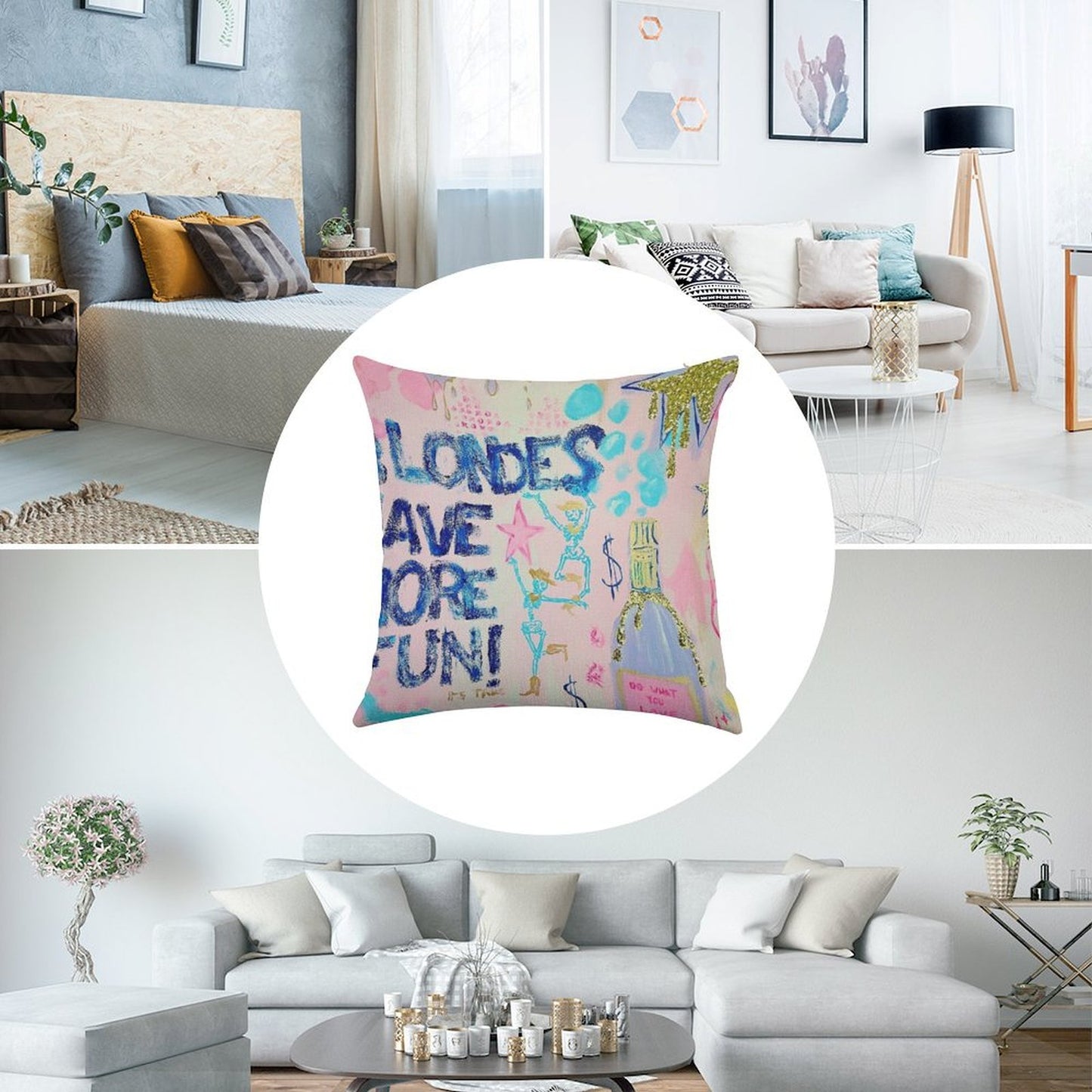 Blondes Have More Fun Linen Throw Pillow Cover