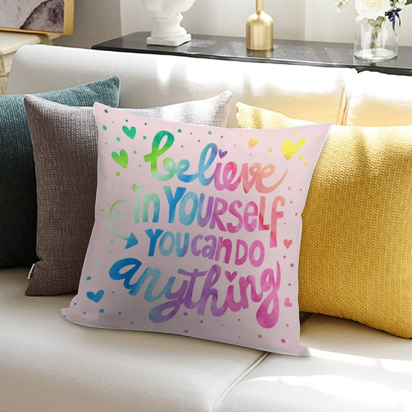 Believe in Yourself! Soft Ultra-Soft Texture Throw Pillow