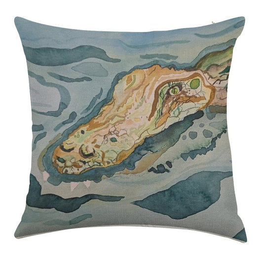 Moe's Gator Linen Throw Pillow Cover