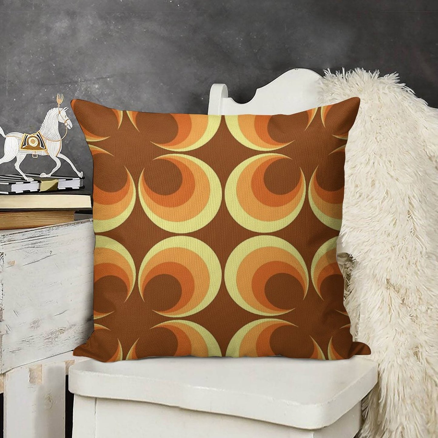 70's Retro 2 Starburst Linen Throw Pillow Cover