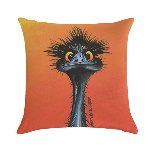 Stunned Emu with Sunset Soft Durable Construction Throw Pillow