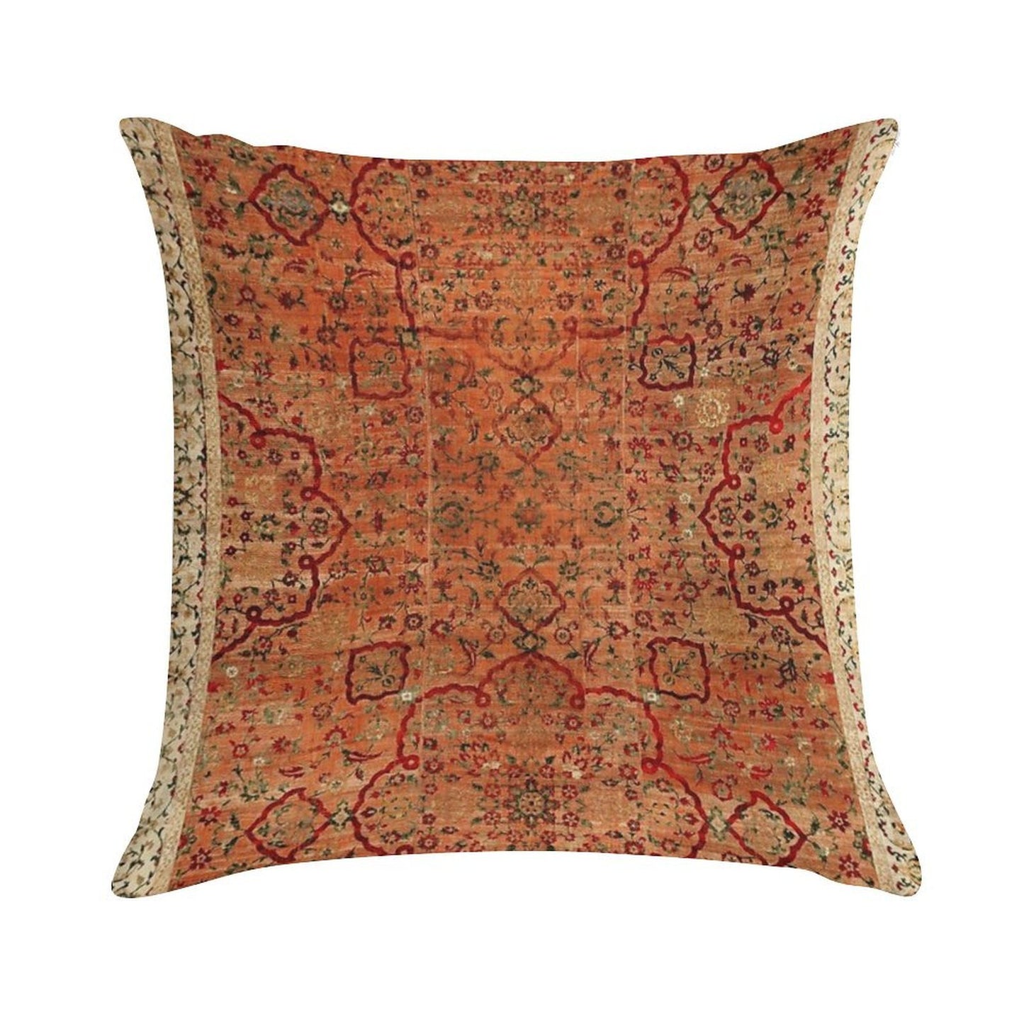 17th Century Velvet And Silk Carpet Print Soft Decorative Cover Throw Pillow