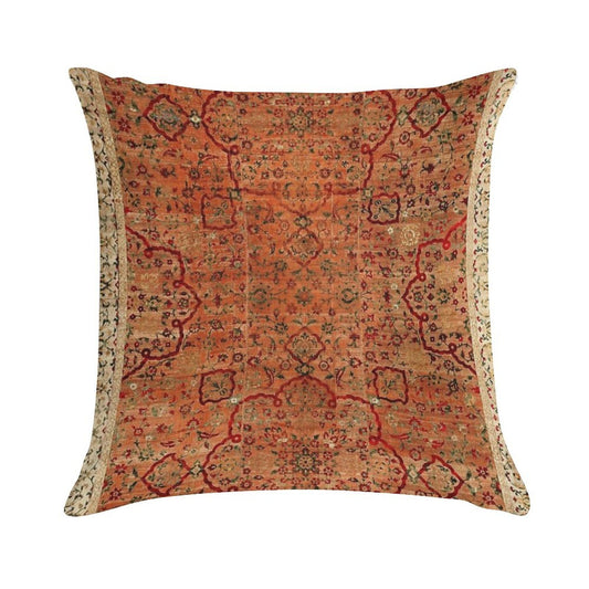 17th Century Velvet And Silk Carpet Print Soft Decorative Cover Throw Pillow
