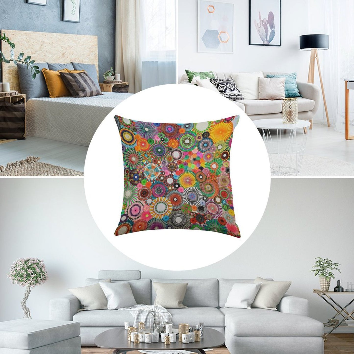 Childhood Dreams, A Colourful Spirograph Drawing! Linen Throw Pillow Cover