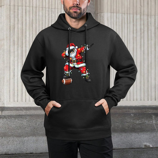 Dabbing Santa Funny Christmas Football Men Women Boys Girls Adjustable Hood Hoodie