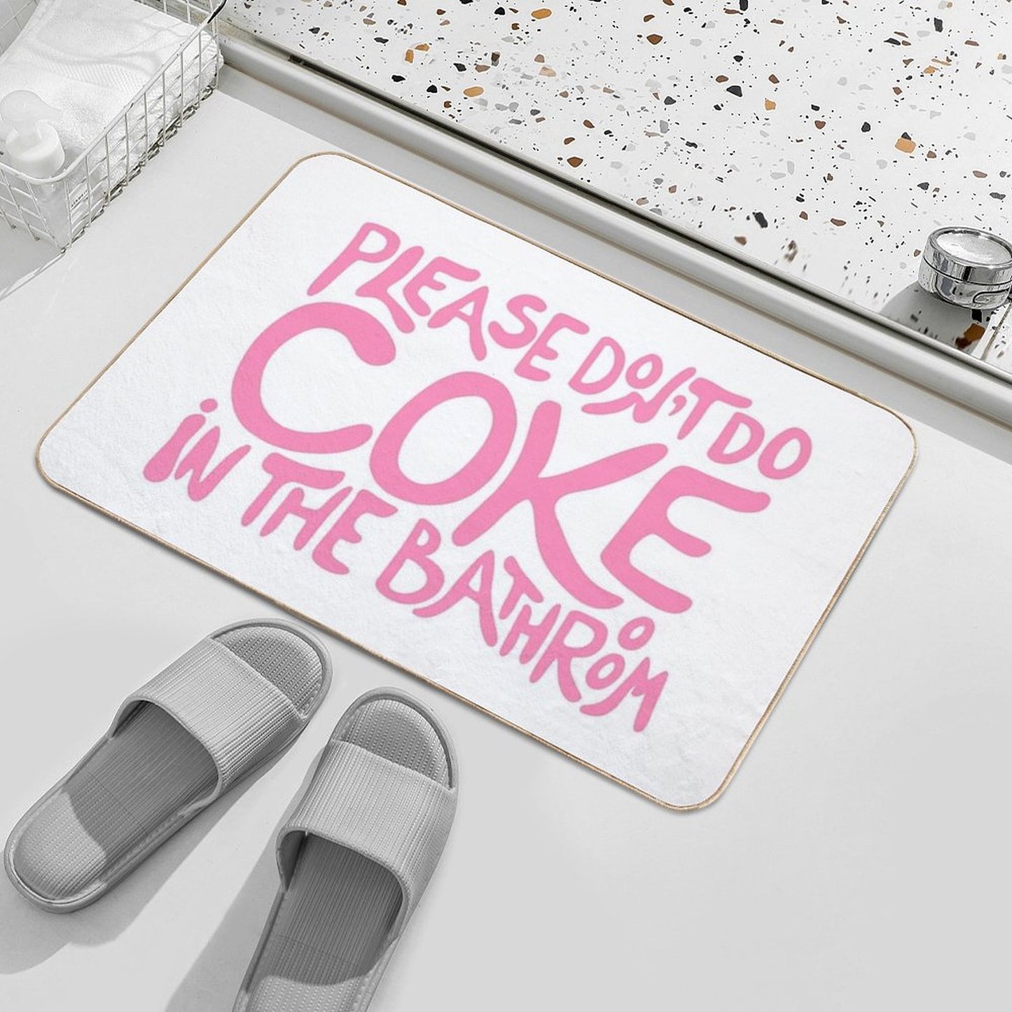 Please Don’t Do Coke In The Bathroom Pink Bath Mat