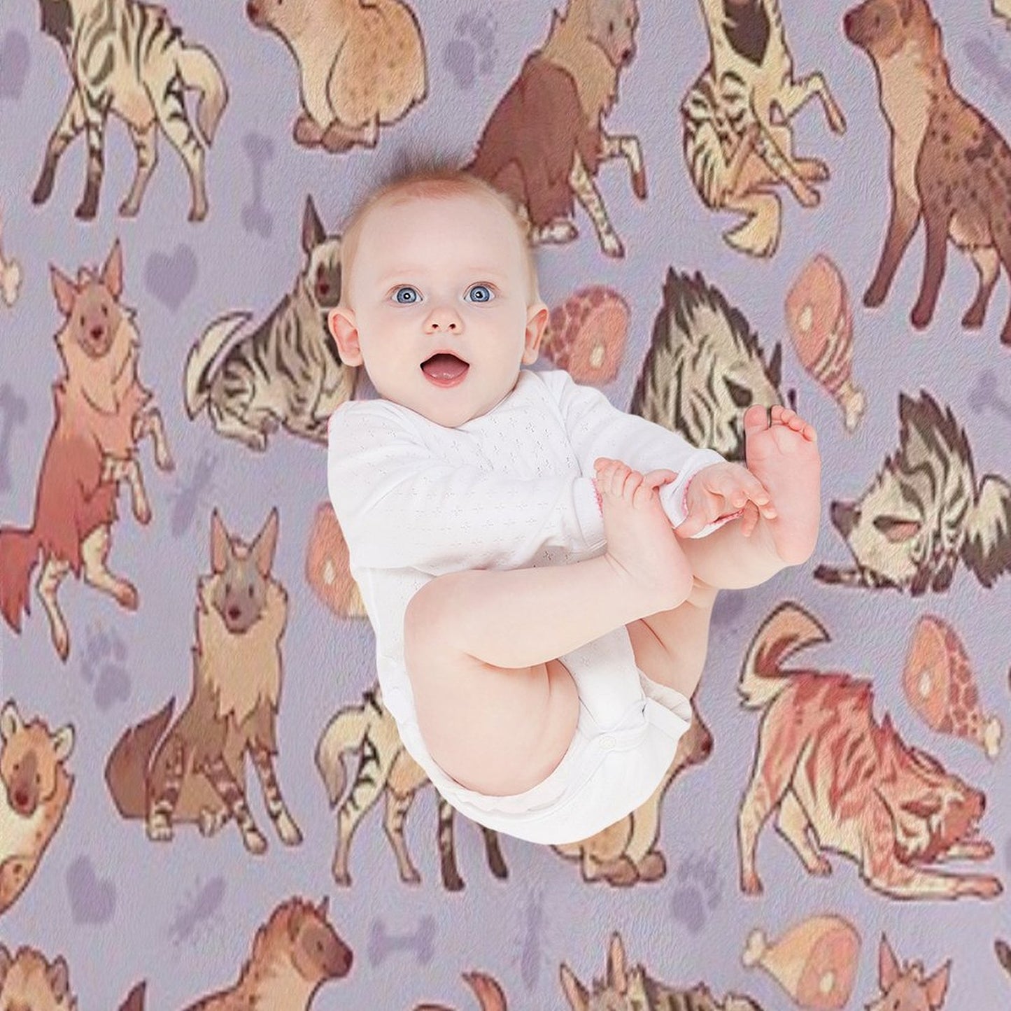 Hyenas in Lavender Throw Blanket