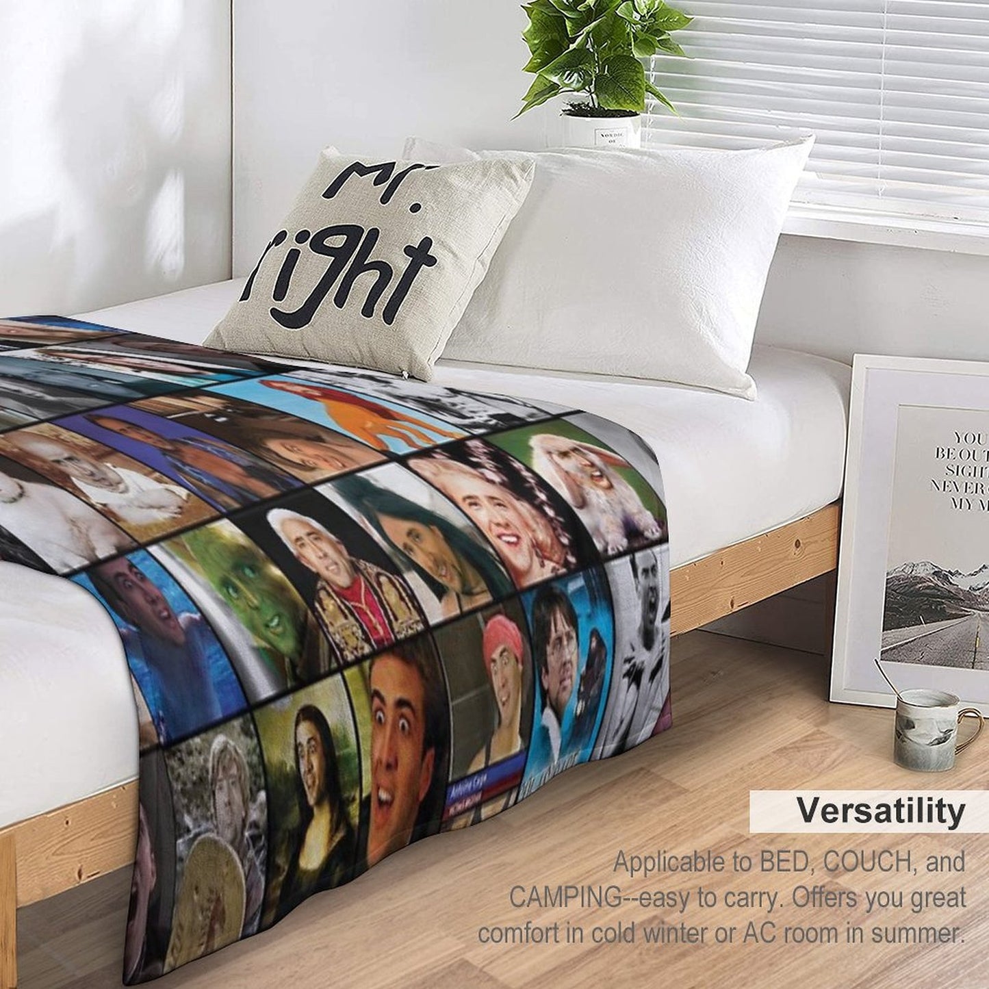 Nicholas Cage Pattern - Nicolas Cage - Nick Cage Nic Cage Throw Blanket