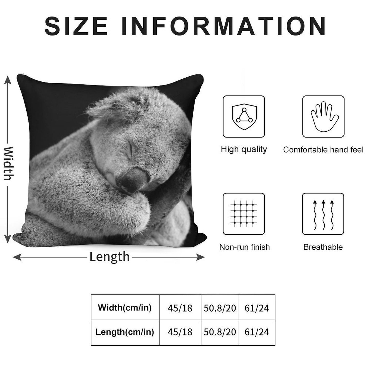 Wake Me Later - Sleeping Koala Soft Durable Construction Throw Pillow