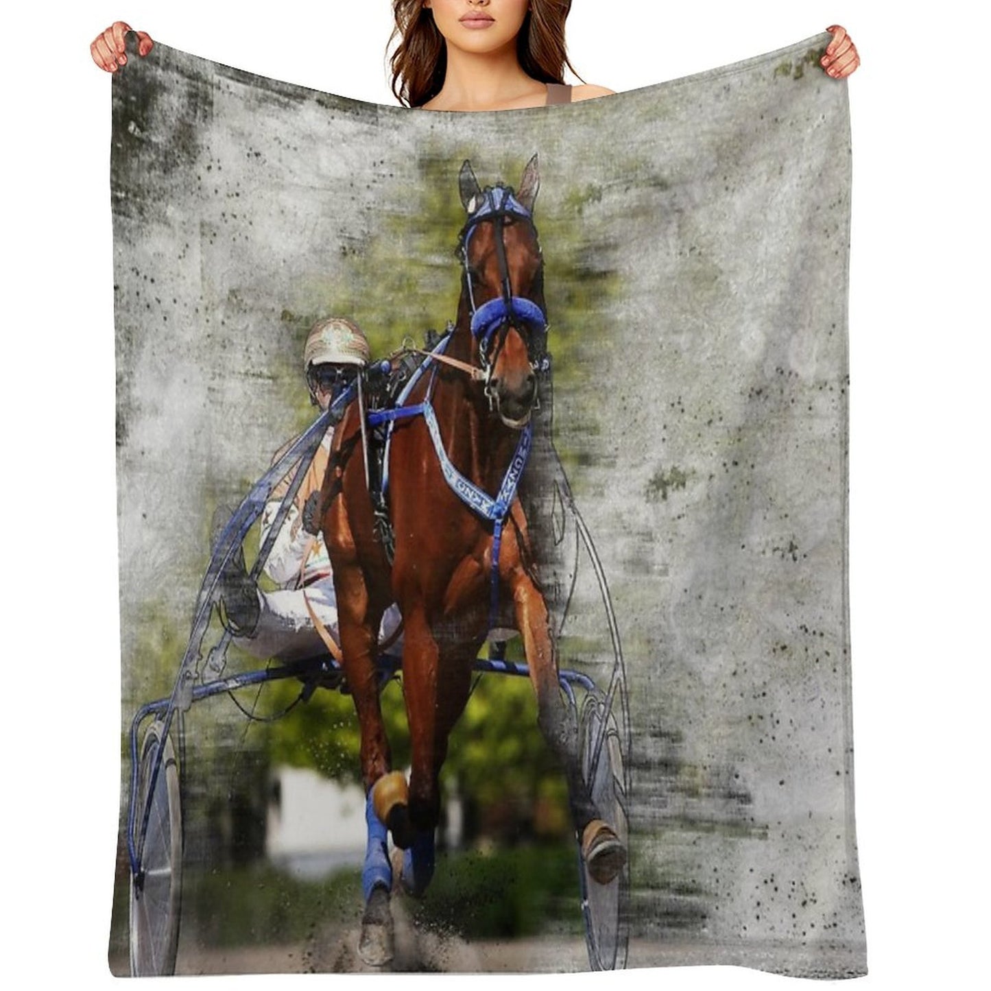 Harness Horse Cart Racing 02 Throw Blanket