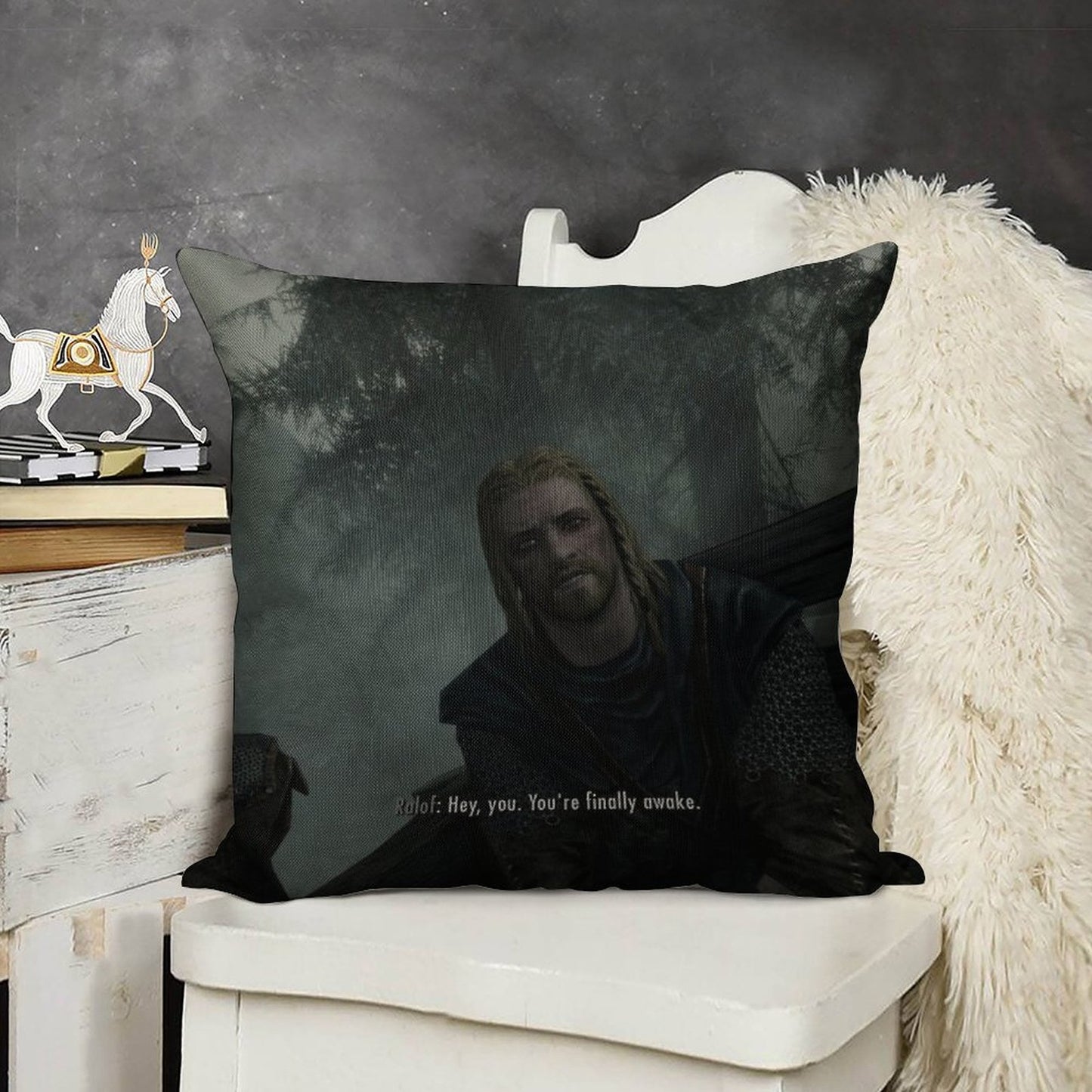 Youre Finally Awake! Linen Throw Pillow Cover