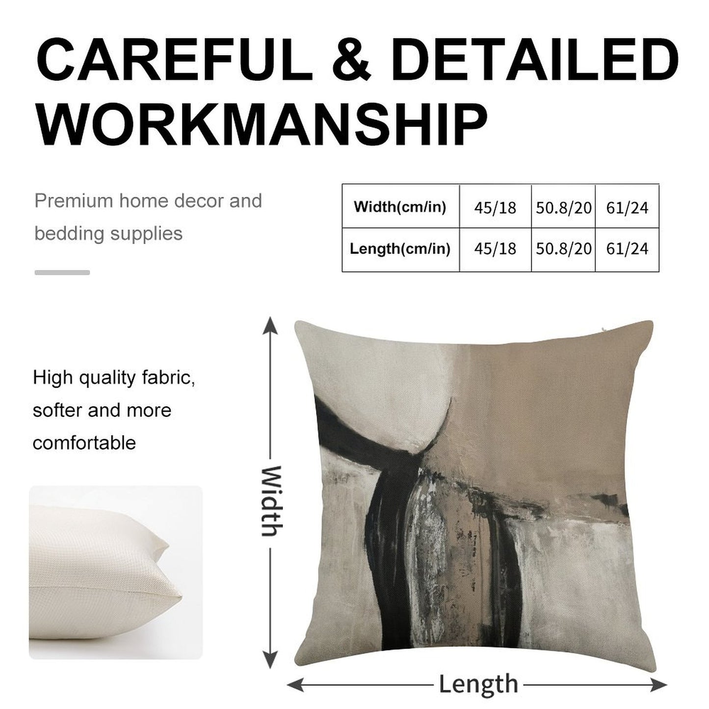 Neutral Abstract Linen Throw Pillow Cover