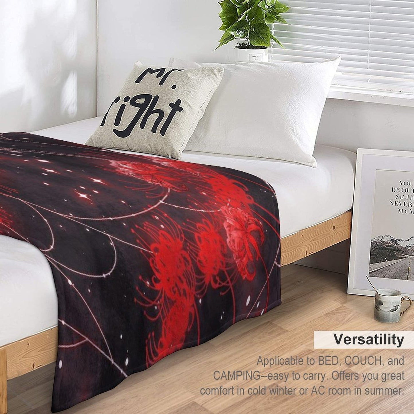 Galaxy Red Spider Lilies And Webs Throw Blanket