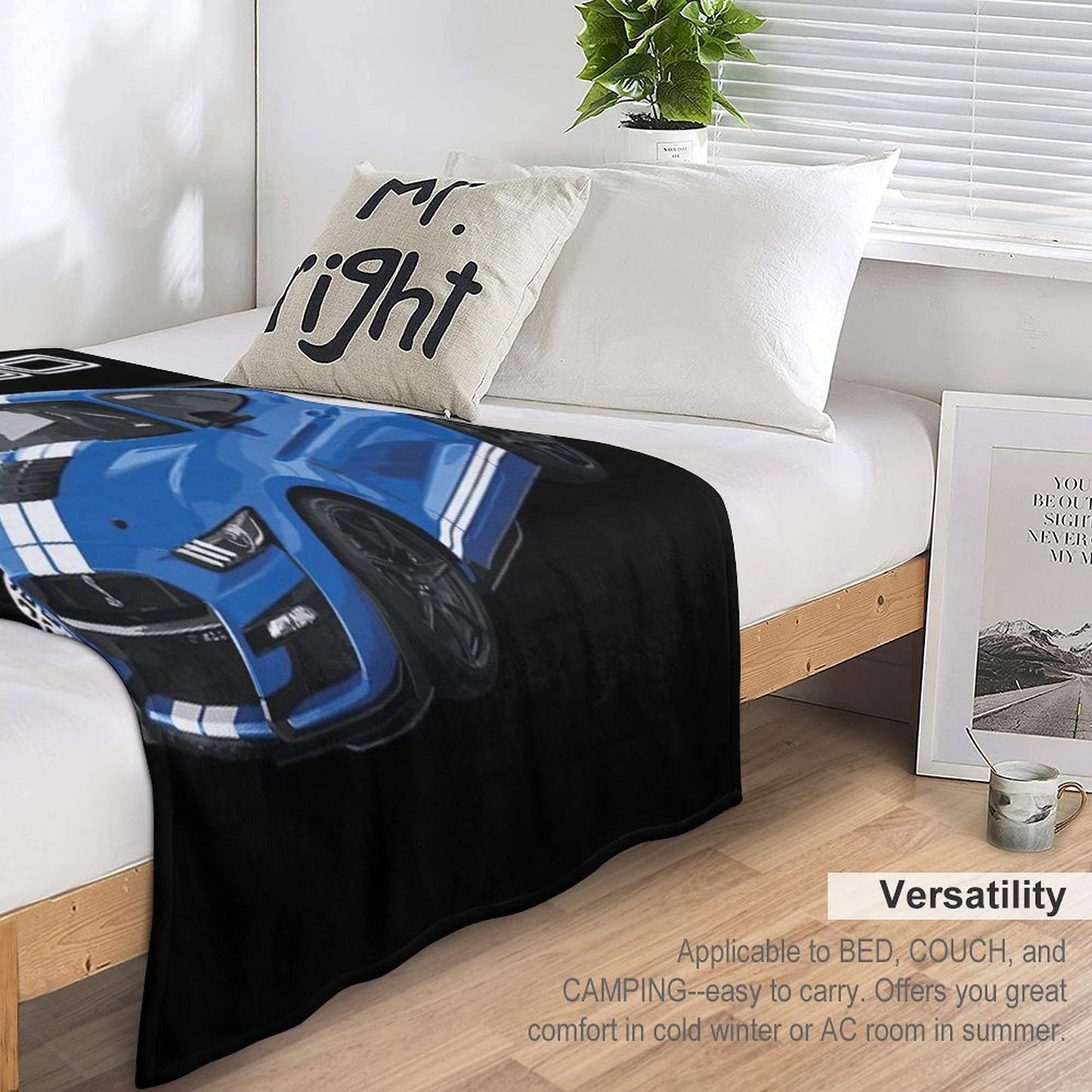 GT500 Mustang Shelby Cobra Velocity Blue Throw Blanket