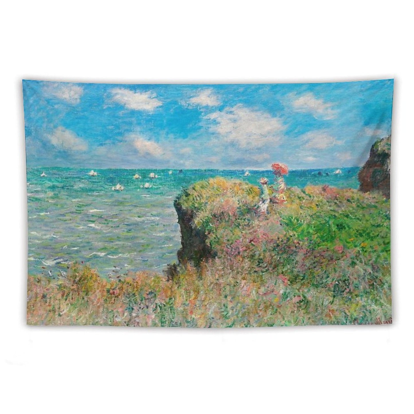 1882-Claude Monet-Cliff Walk at Pourville-66 X 82 Tapestry