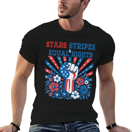 Stars Stripes And Equal Rights 4th July Patriotic Activist Affordable Price T-Shirt