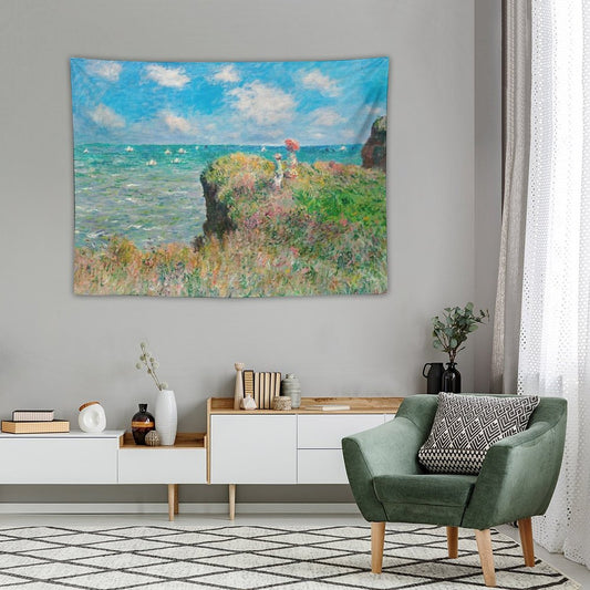 1882-Claude Monet-Cliff Walk at Pourville-66 X 82 Tapestry