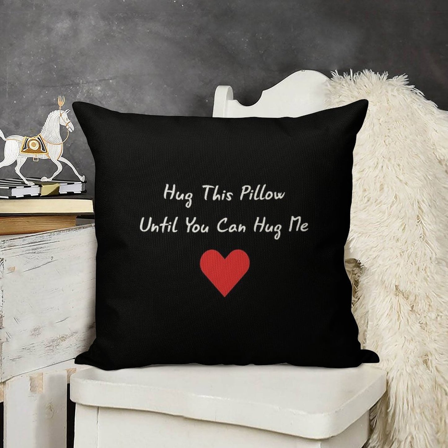 Long Distance Relationship Hug This Pillow Until You Can Hug Me Linen Throw Pillow Cover
