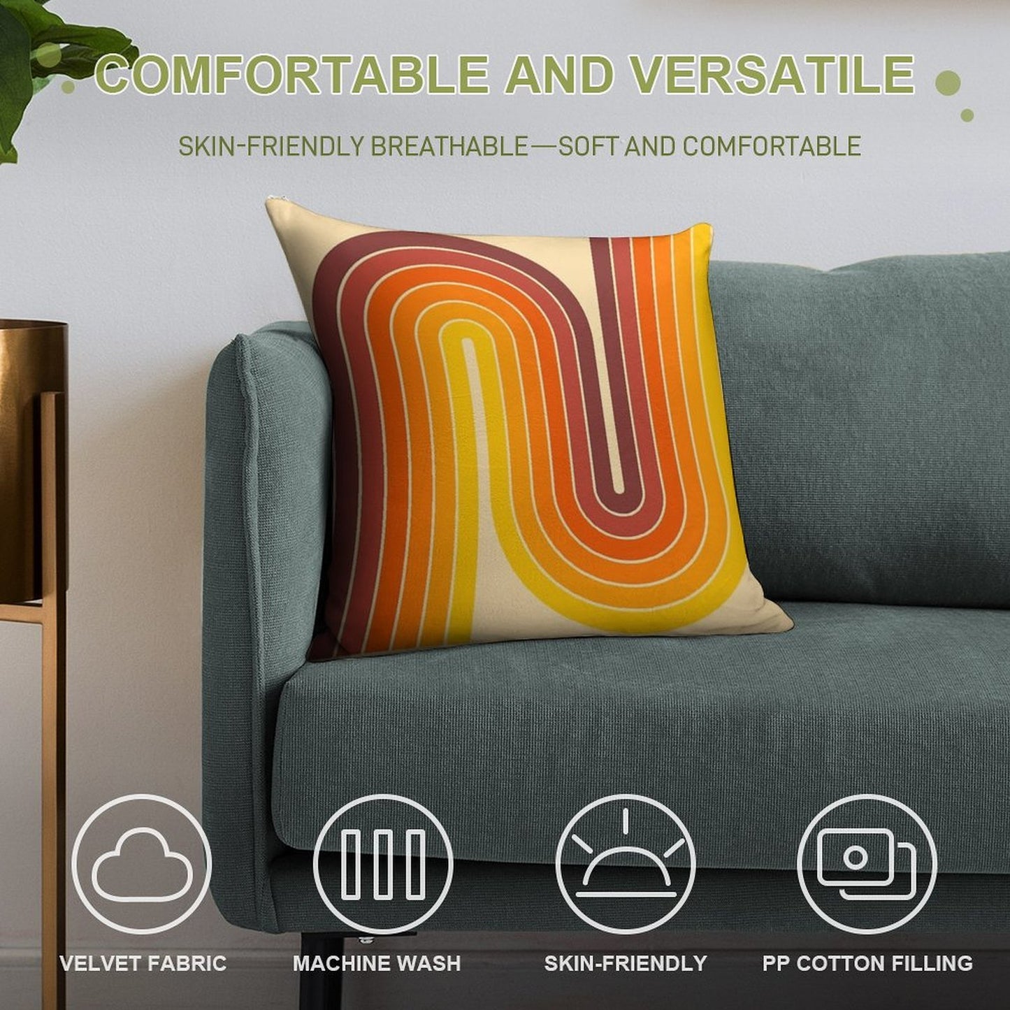 Retro Geometric Double Arch Design 522 Soft Home Decor Throw Pillow