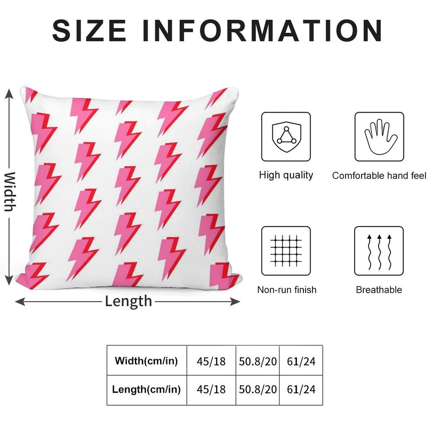 Pink And Red Lightning Soft Skin-Friendly Throw Pillow