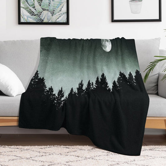 Under Moonlight Kiwi Melon Collie Lassie Vibes In A Fairytale Forest With Cascadia Trees In Magic Moonlight Throw Blanket